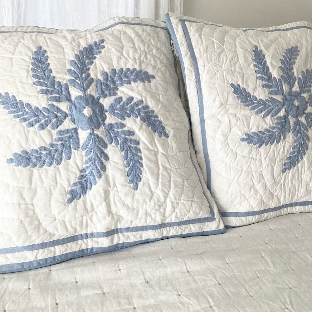 NEW TWO Serena & Lily Quilted Pillow Elmwood Shams